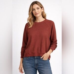 Parachute Waffle Lounge Crewneck Top Women's Blouse Top Shirt Clay Red Brown L